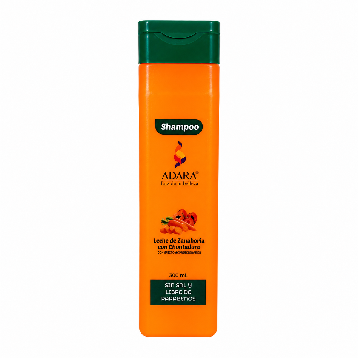 Shampoo Leche de Zanahoria Adara Cabello Liso  Químicamente Procesado