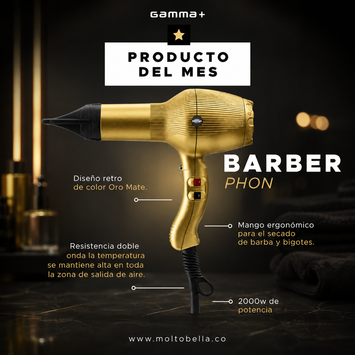 Secador Barber Phon Profesional | Secador de Cabello para Barbería y Salón