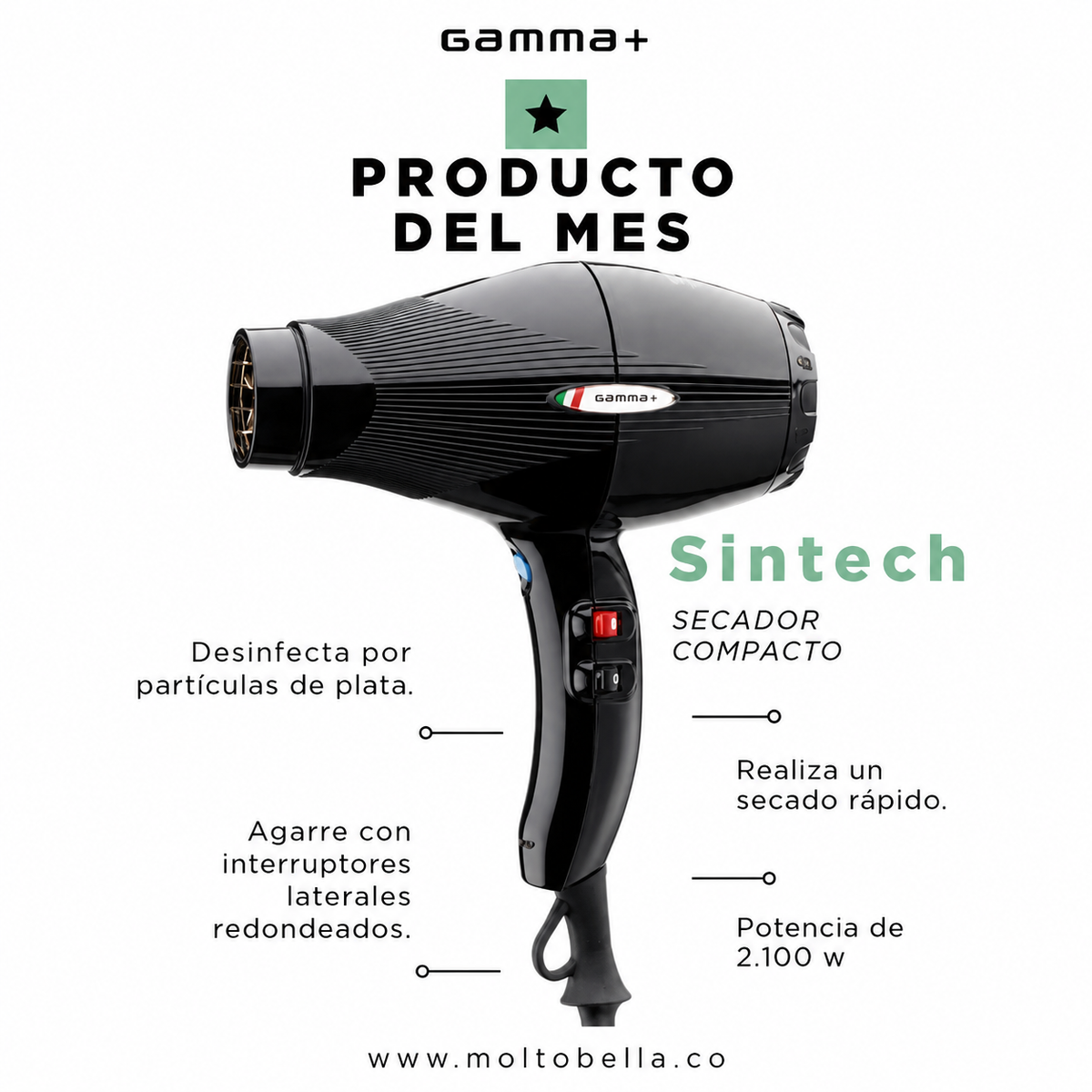 Secador de Cabello Sintech Profesional | Secador para Salón y Uso Personal