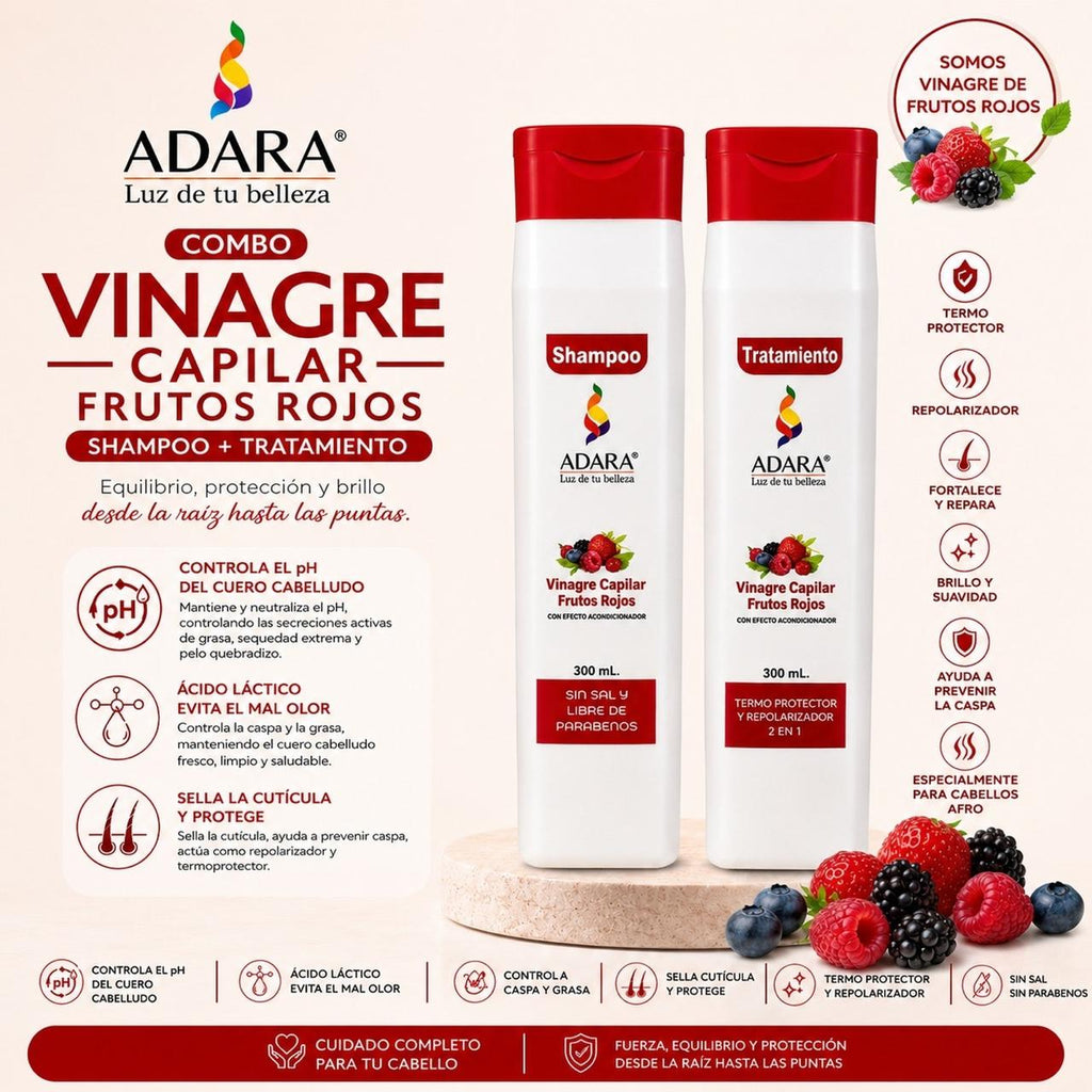 Combo Shampoo y Acondicionador Vinagre Capilar Control Caspa | ADARA